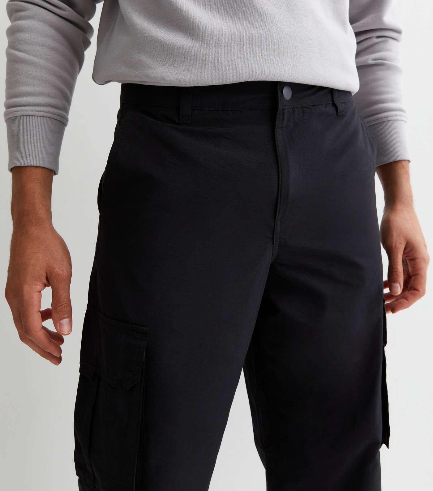 Black Cargo Wide Leg Relaxed Fit Trousers Image 3