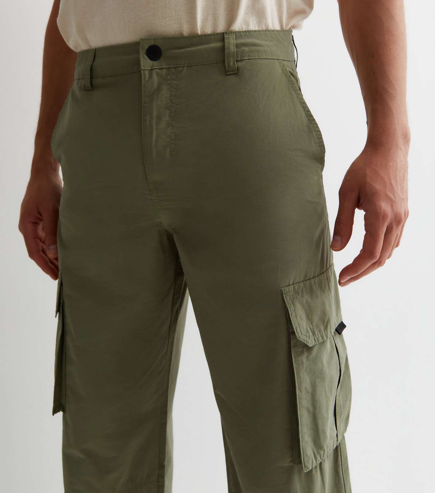 Khaki Cargo Wide Leg Relaxed Fit Trousers Image 3