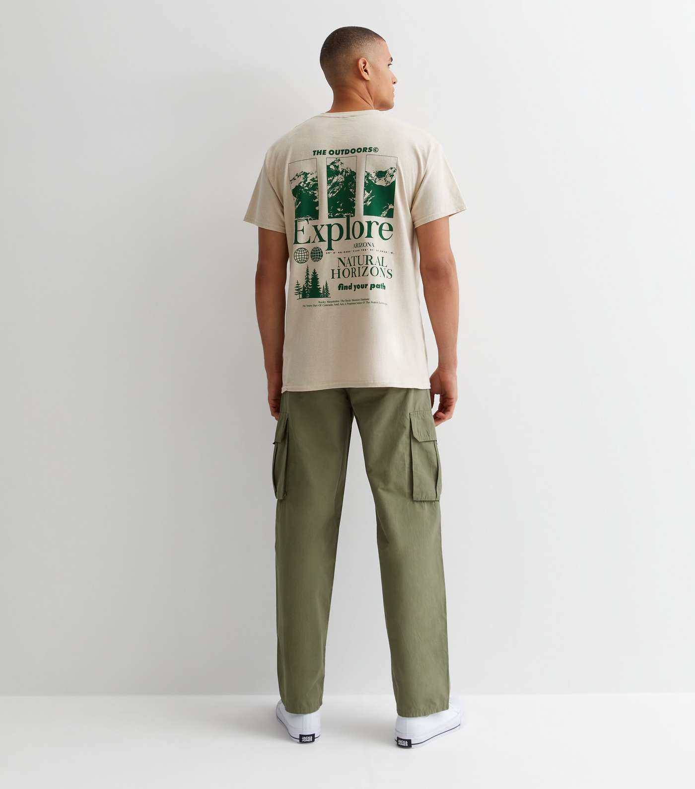 Khaki Cargo Wide Leg Relaxed Fit Trousers Image 5