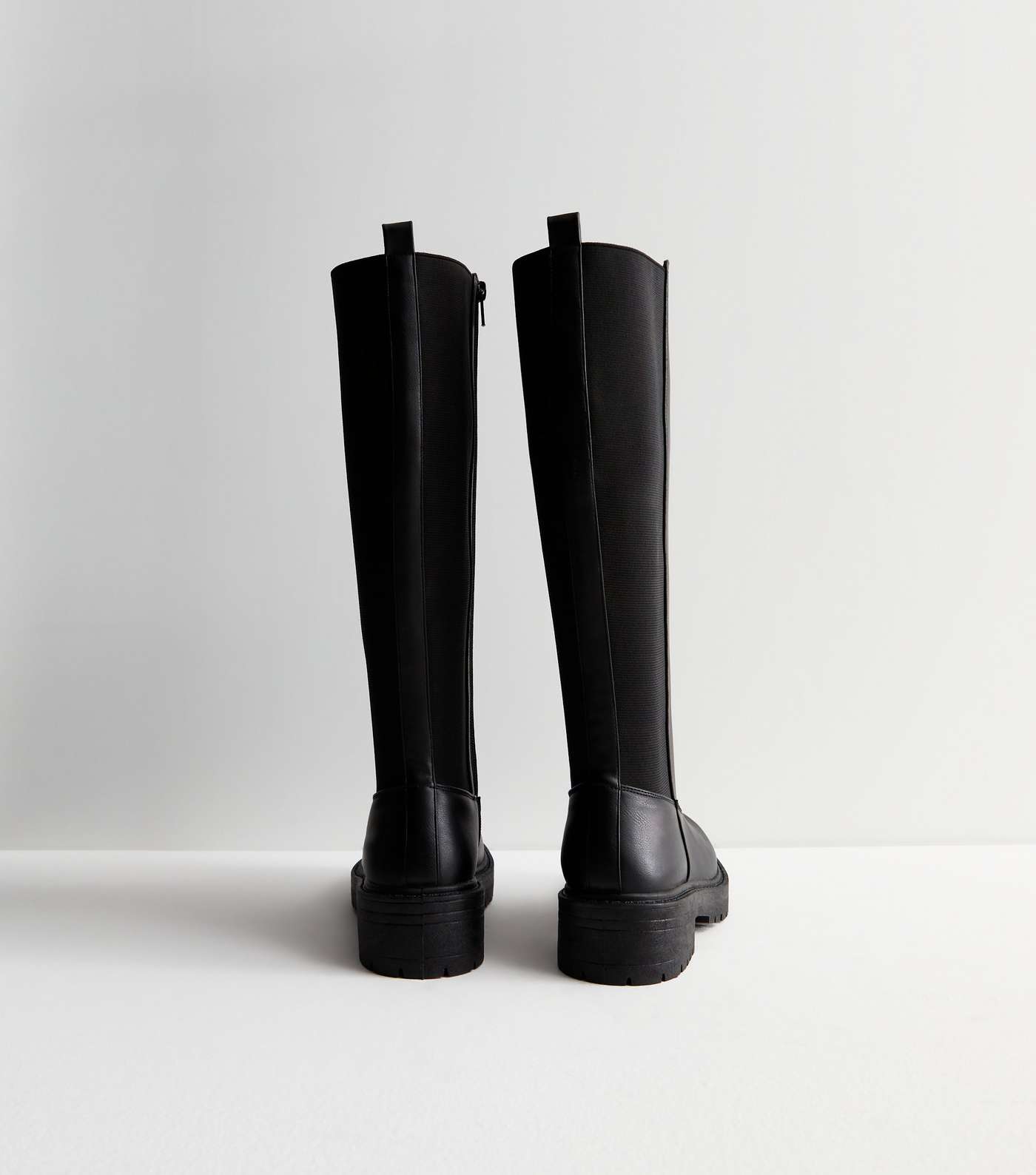 Wide Fit Black Chunky Knee High Boots Image 4