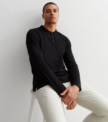 Black polo long outlet sleeve mens