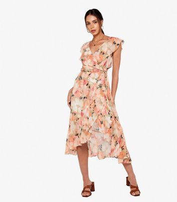 Floral frill shop midi dress