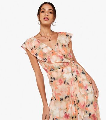 Floral frill hot sale wrap dress