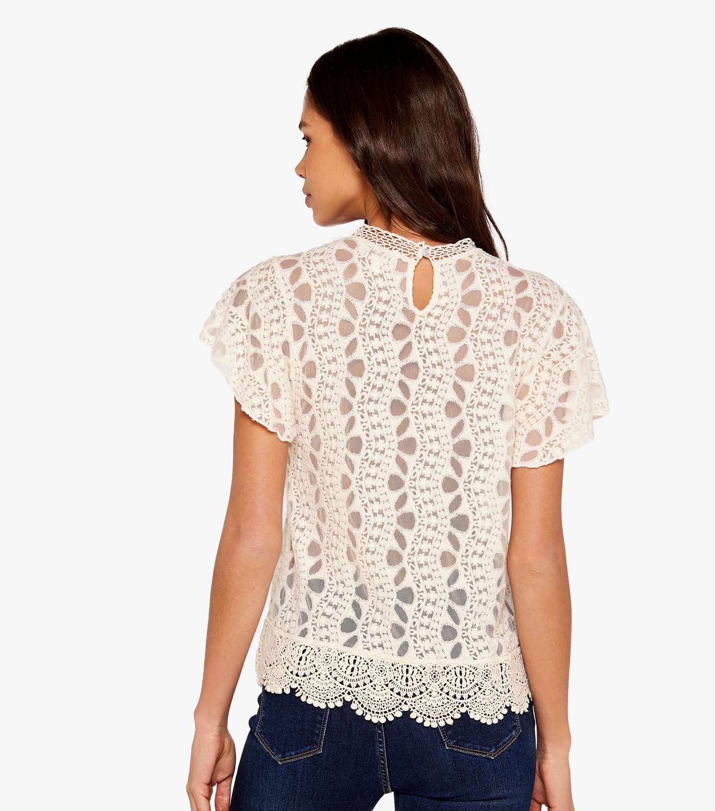 Apricot Stone Embroidered Scallop Hem Top Image 3