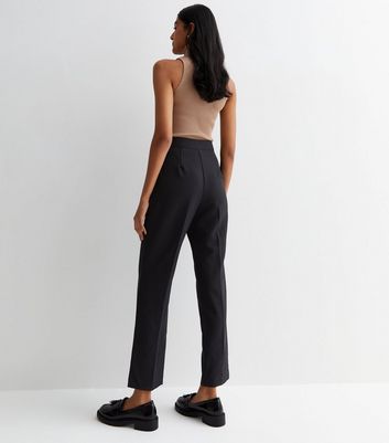 Black High Waist Slim Fit Trousers | New Look