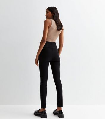 Petite Black Zip Front Skinny Trousers | New Look