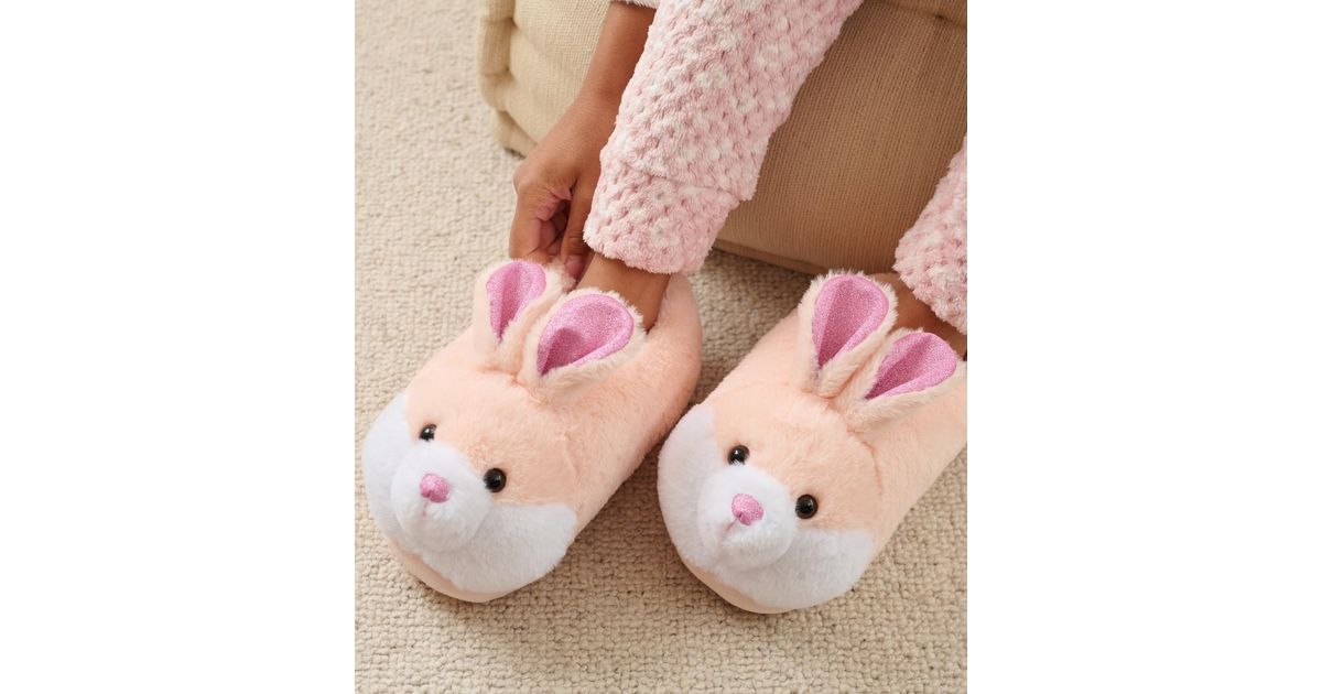 Pink Bunny Slippers  Rabbit Animal Slippers