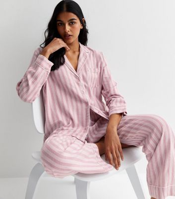 Satin pink stripe online pyjamas