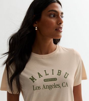 Off White Cotton Malibu College Logo T-Shirt New Look