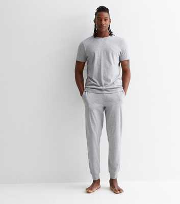 Grey Marl Embroidered Jogger Pyjama Set