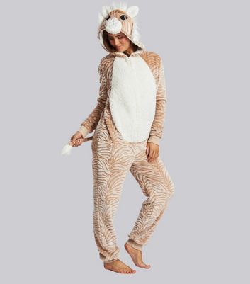 Loungeable Tan Tiger Fleece Onesie New Look