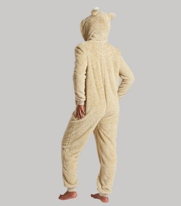 Fluffy teddy bear onesie womens hot sale