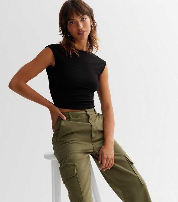 Black Cotton Blend Backless Crop Top | New Look