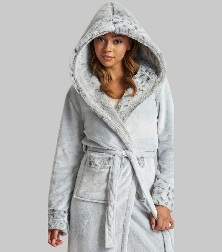 grey leopard print dressing gown Leopard Print Zip Robe
