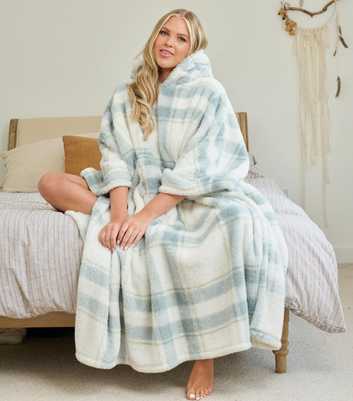 Loungeable Blue Check Maxi Blanket Hoodie