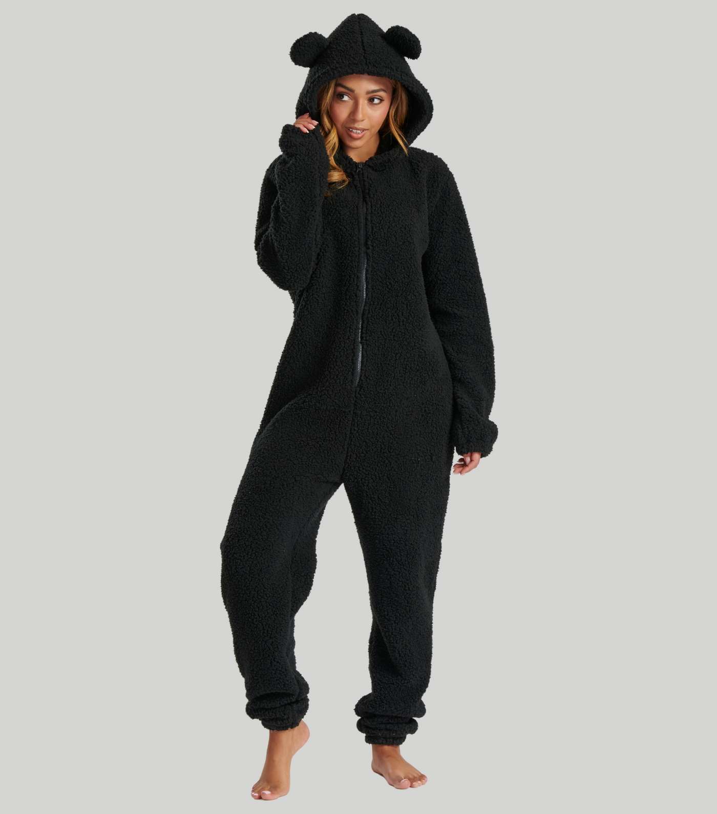Loungeable Black Borg Onesie with Ears Image 3