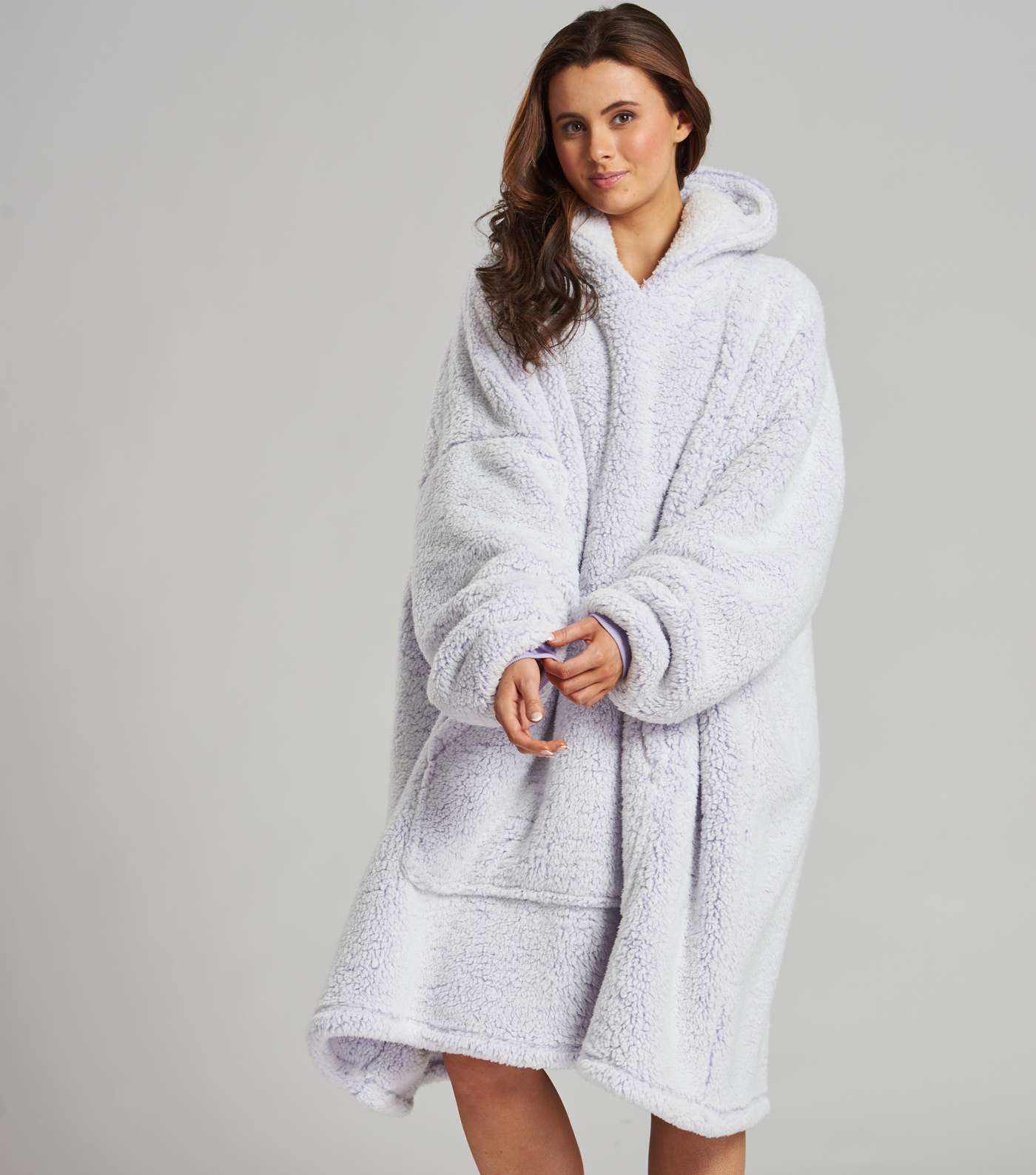 Loungeable Lilac Faux Fur Oversized Blanket Hoodie Image 3