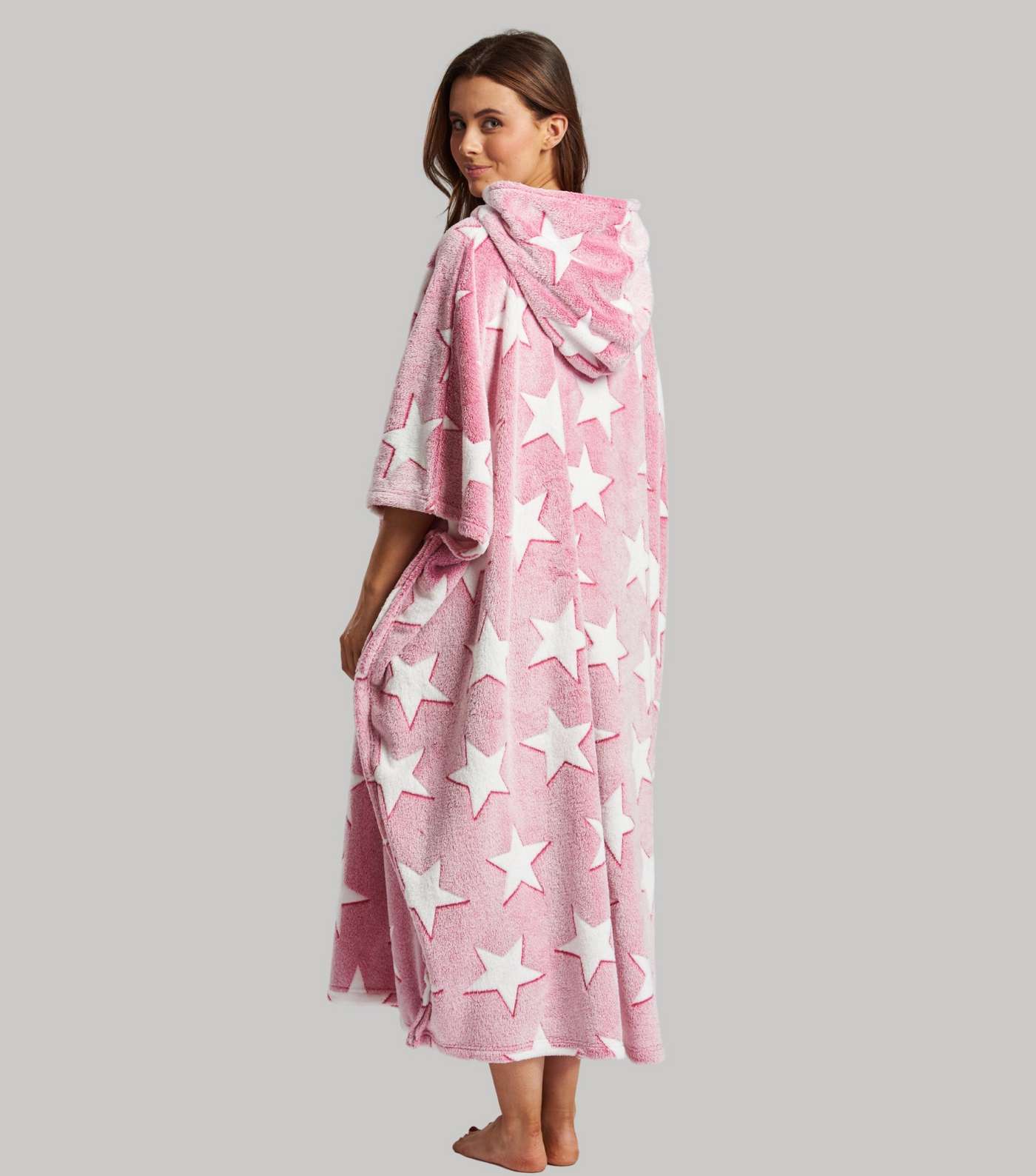 Loungeable Pink Fleece Star Print Blanket Hoodie Image 5