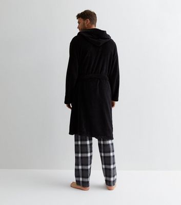 Mens Black Robe Dressing Gown Nightwear Thick Fluffy Northwood – B Couture