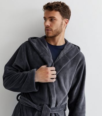 Mens hooded fluffy online dressing gown