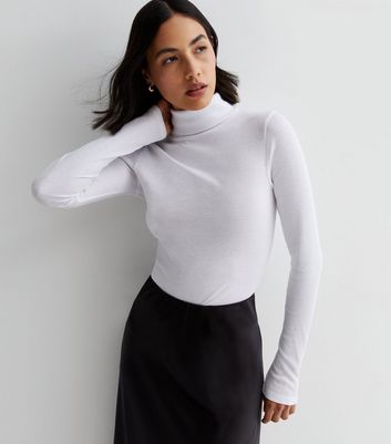 White ribbed deals polo neck