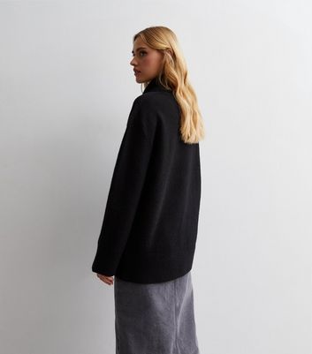 Longline black roll hot sale neck jumper