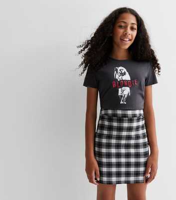 Girls Black Check Mini Tube Skirt