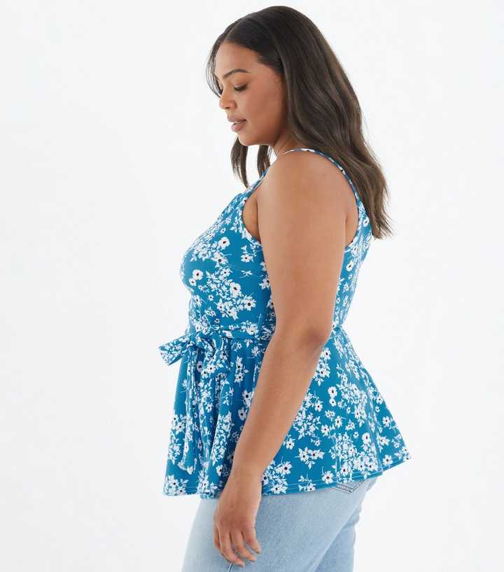 Weekend Favorite Teal Blue Peplum Cami Top