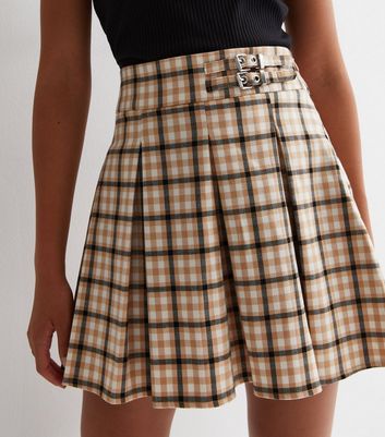 Pleated plaid outlet mini skirt 60