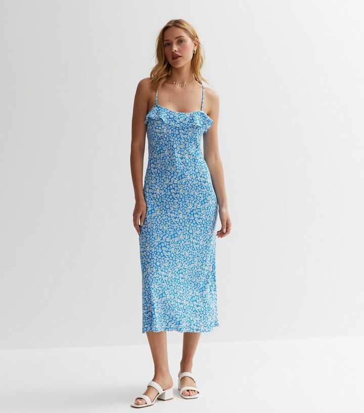 blue floral strappy dress Blue Floral Maxi Dress