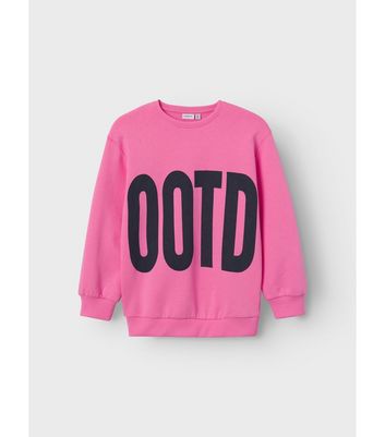 Name It Bright Pink OOTD Logo Sweatshirt New Look