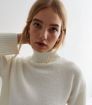 Cream knit high neck jumper hotsell