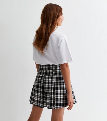 Girls Black Check Buckle Mini Skirt New Look