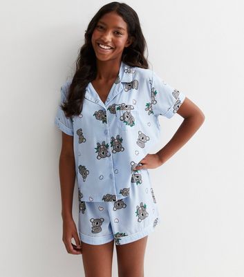 Girls Blue Short Pyjama Set with Koala Print New Look