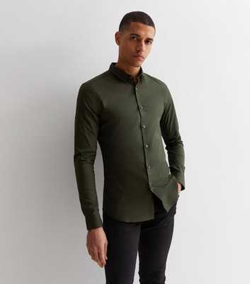 Chemises Slim Fit Col chemise, Dark Green
