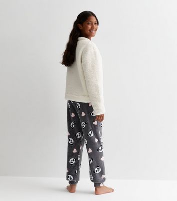 Girls White Jogger Pyjama Set with Panda Print New Look