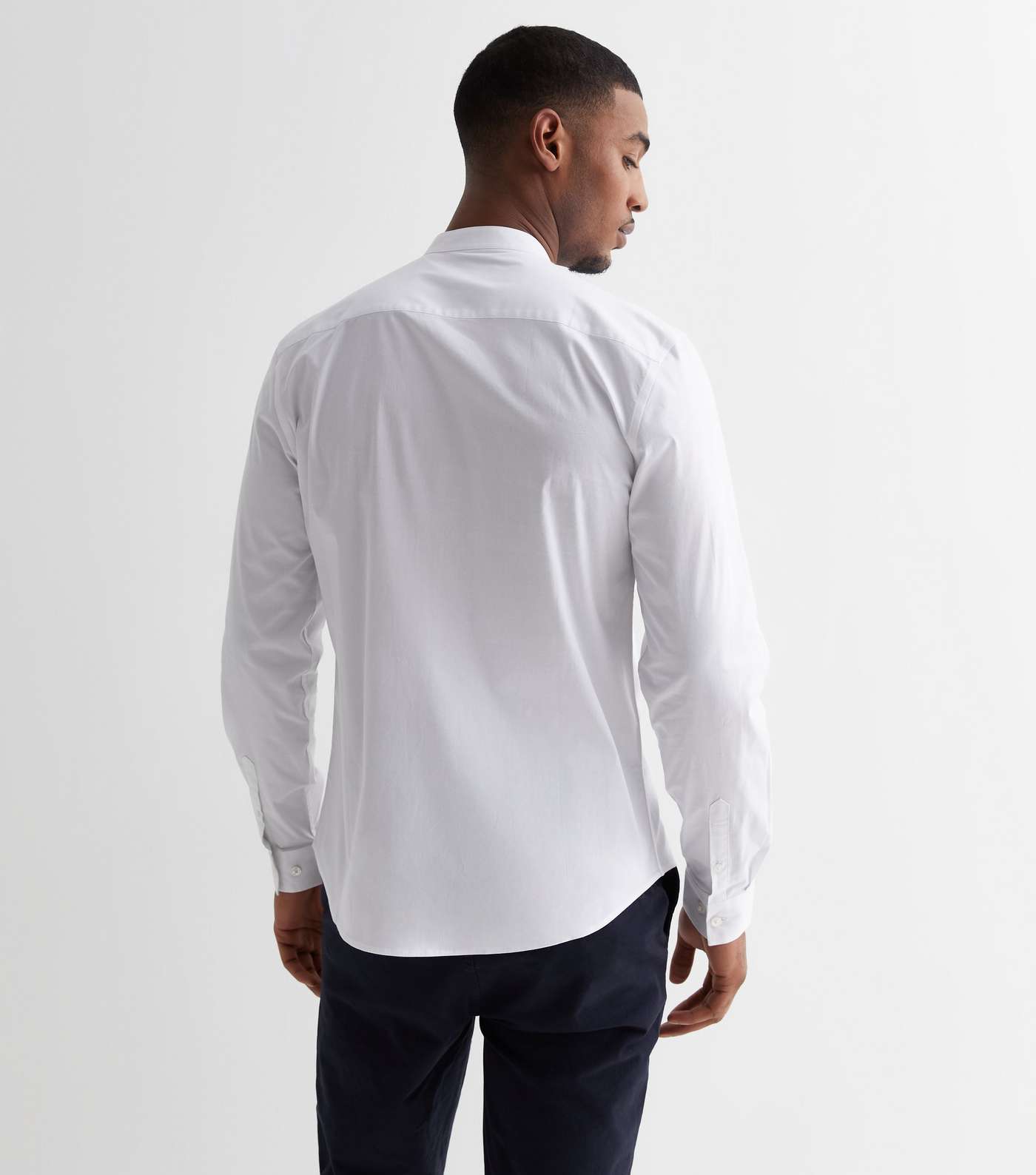 White Grandad Collar Long Sleeve Shirt Image 4