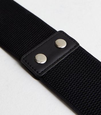 Black Covered Buckle Stretch Belt New Look