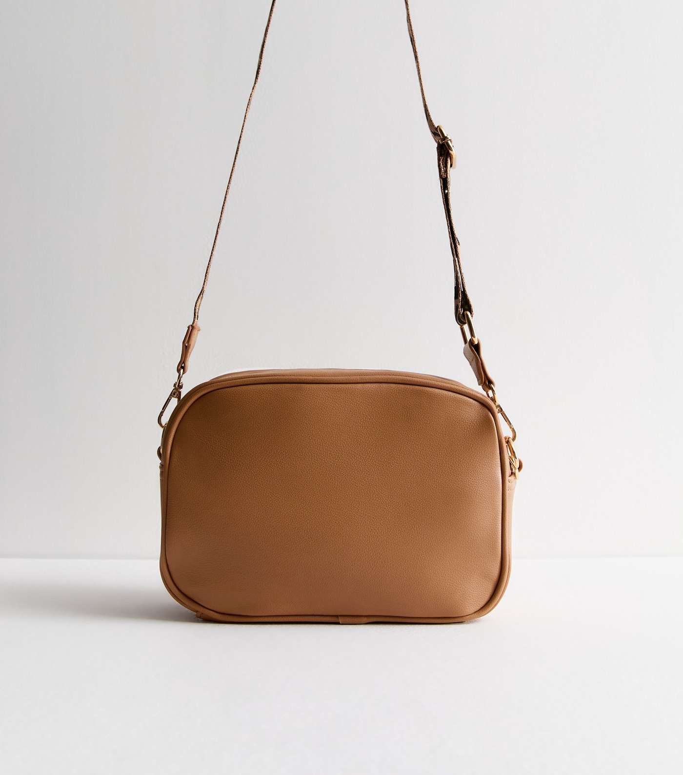 Tan Leather-Look Webbed Cross Body Bag Image 3