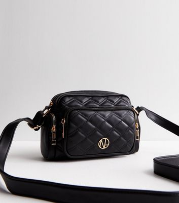 Black Quilted Utility Cross Body Bag New Look