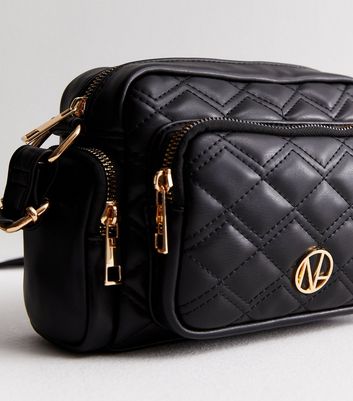 Black Quilted Utility Cross Body Bag New Look