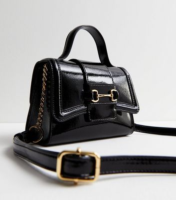 Black store patent crossbody