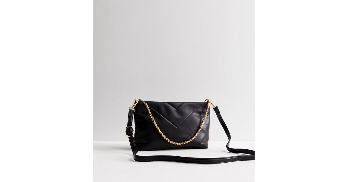 Black Quilted Chain Cross Body Bag | New Look