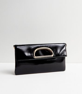 Black patent leather online clutch purse