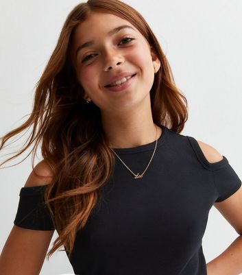 black and gold cold shoulder top
