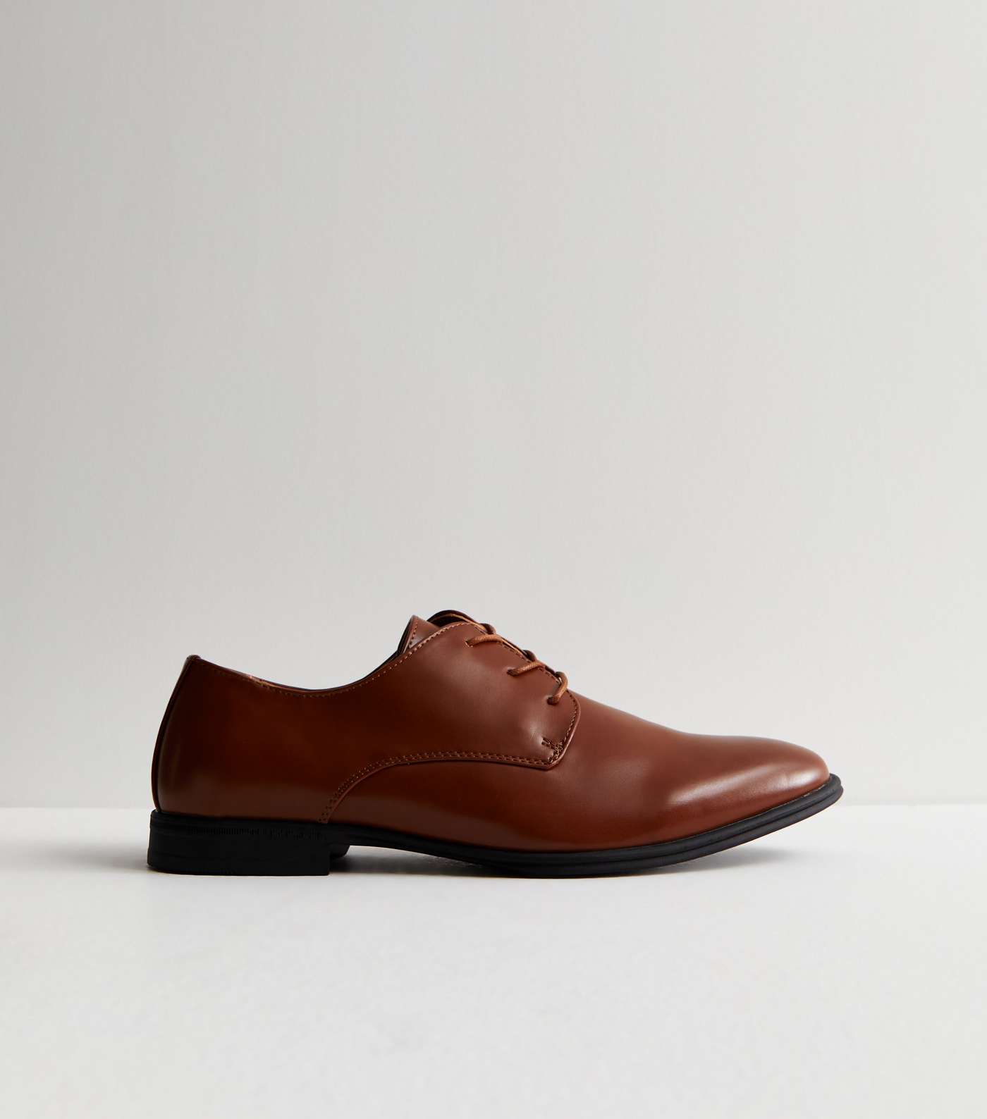 Rust Leather-Look Derby Shoes Image 2
