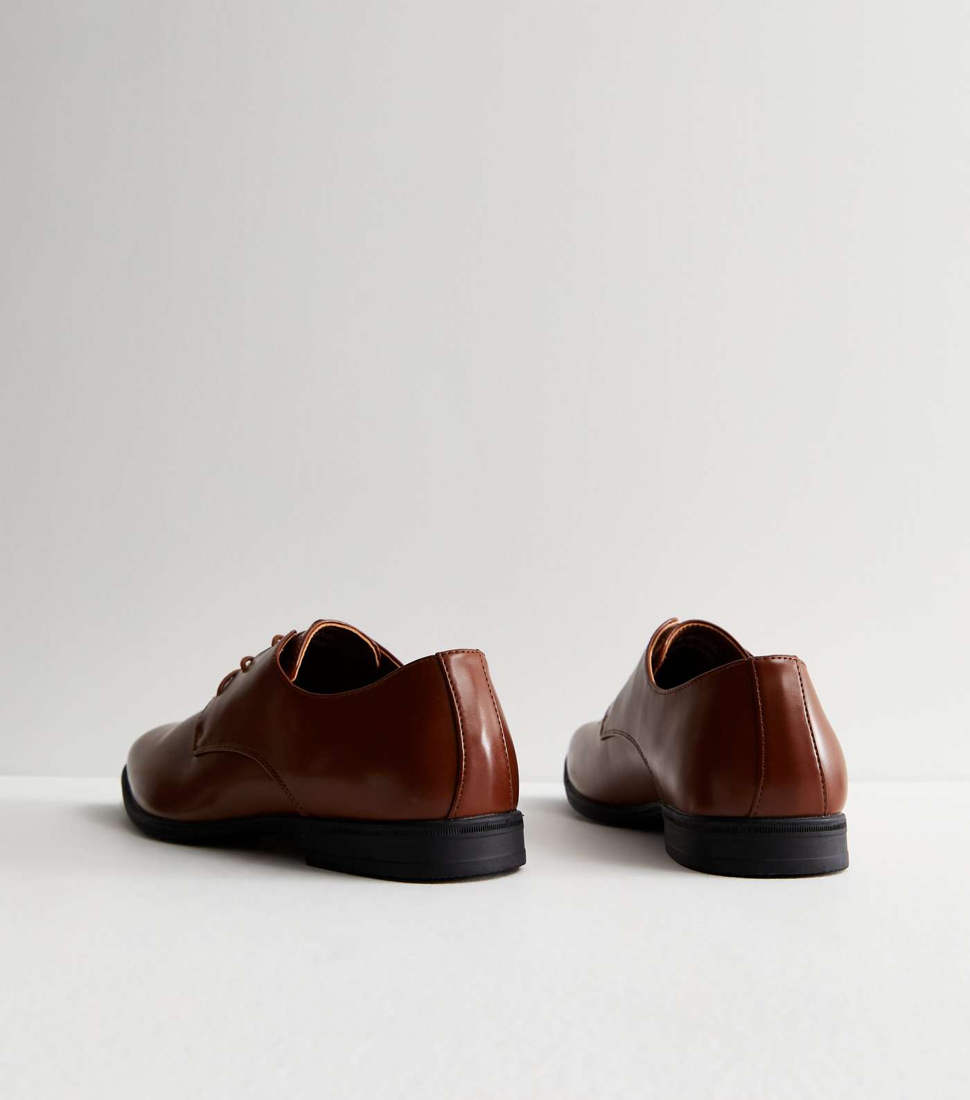 Rust Leather-Look Derby Shoes Image 4