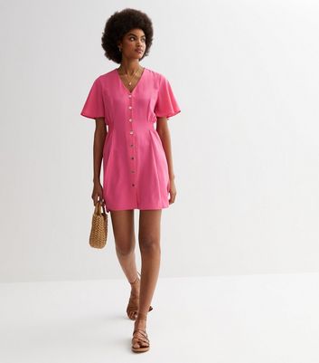 Button down outlet pink dress