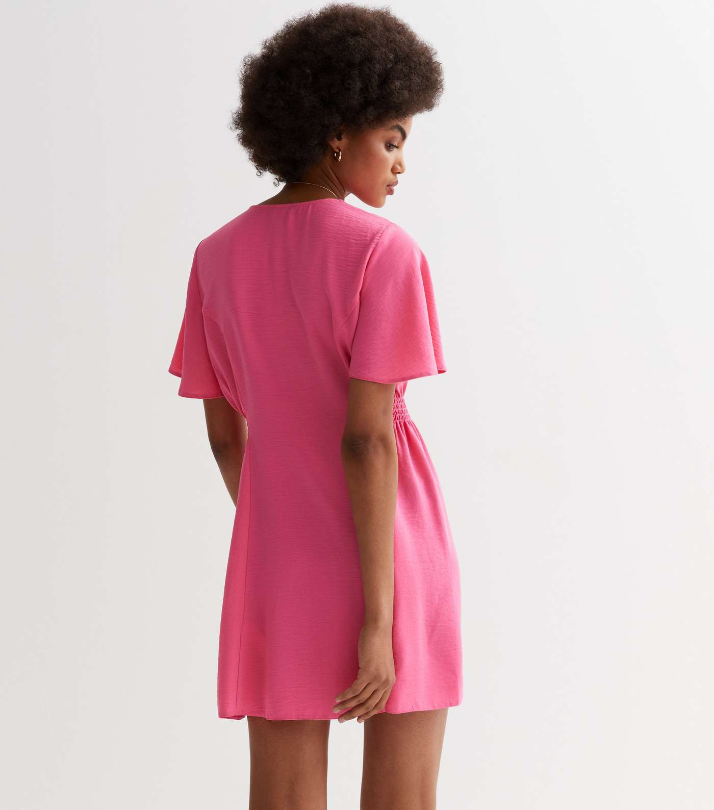 Bright Pink Button Front Mini Dress Image 4