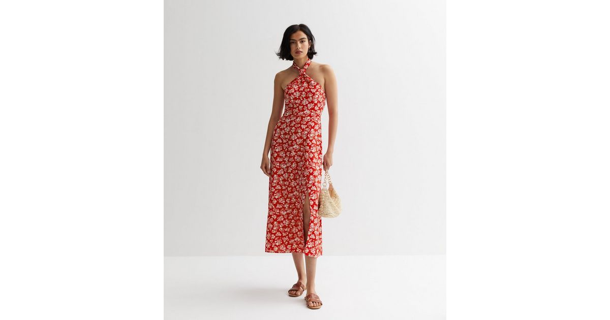 Ruby Red Halter Neck Midi